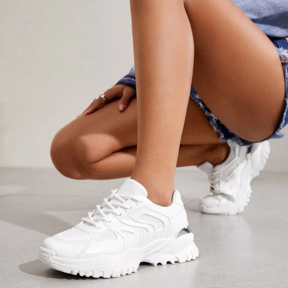 Women's White Chunky Sneakers